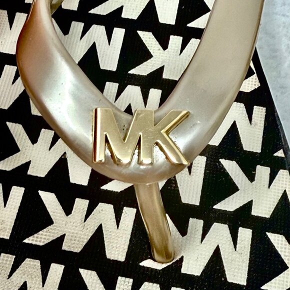 Michael Kors Bedford Glam Womens Flip-Flops Sandals Brown Logo Wedge Jelly 10 - Picture 2 of 13